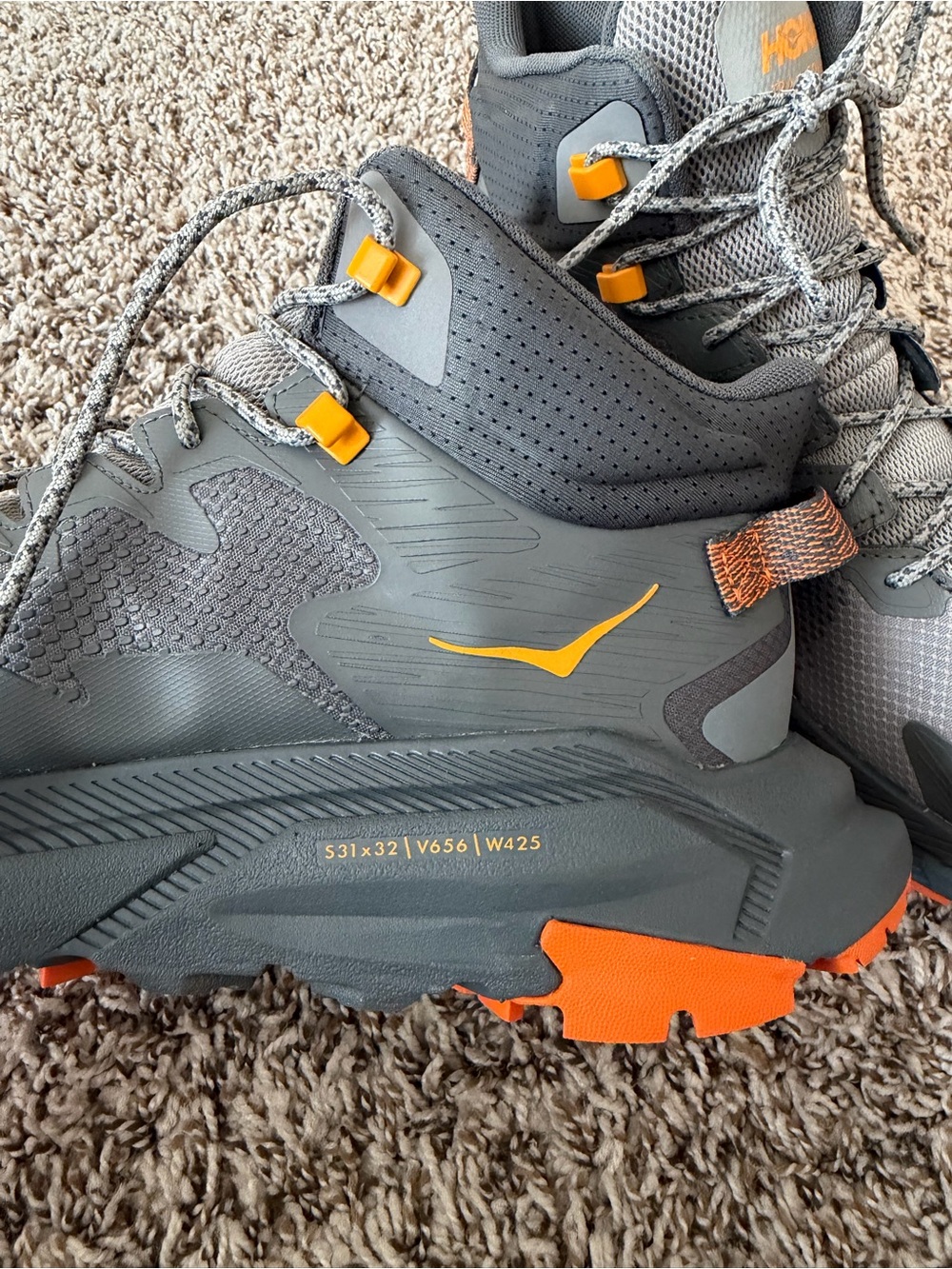 Hoka Gray and Orange Men's Trail Shoes NWOT - Picture 6 of 10